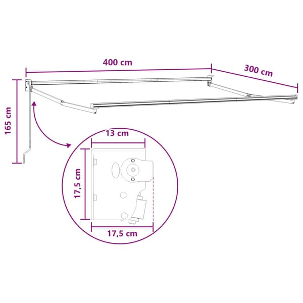 Utdragbar markis Ljusgrå och vit. 4 × 3 m