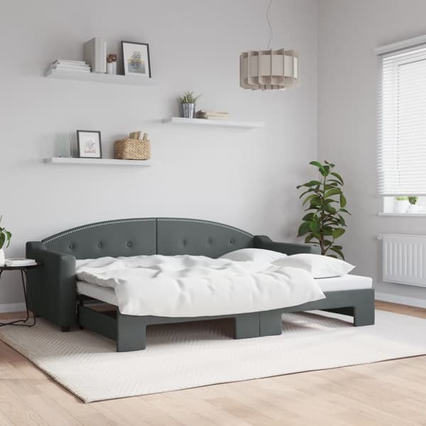 Dagbädd utdragbar mörkgrå 80x200 cm tyg