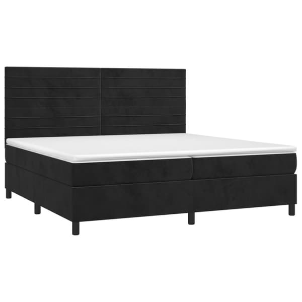 Ramsäng med madrass & LED svart 200x200 cm sammet