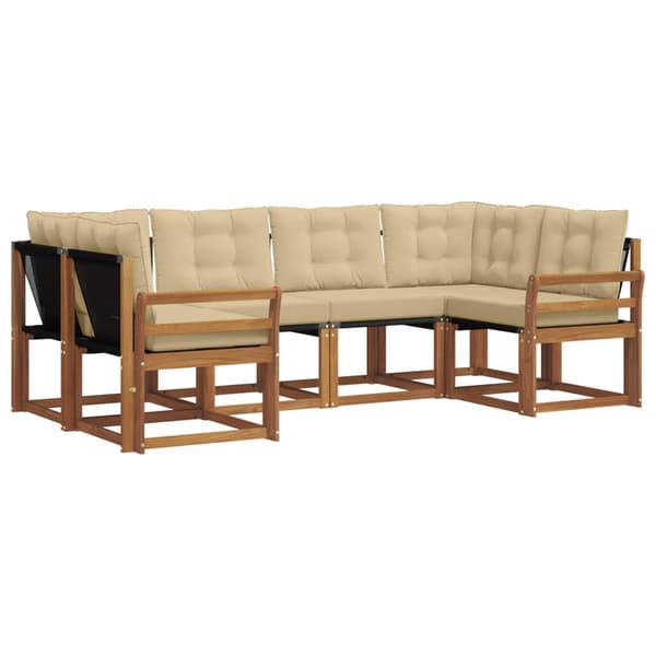Utomhussoffset med kudde 6 pcs Naturlig och Beige