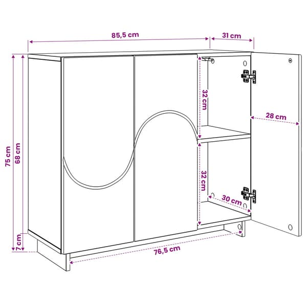 Sideboard Svart 85.5 x 31 x 75 cm Konstruerat trä