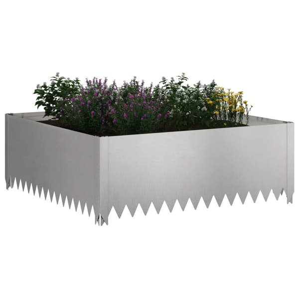 Kant för gräsmatta 4 st 100 x 100 x 35 cm Stål Silver
