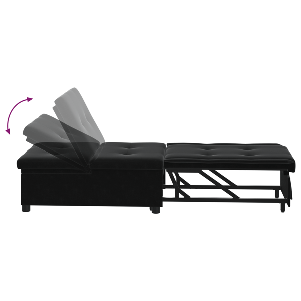 Soffsäng Svart 194 x 67 x 82 cm Sammet