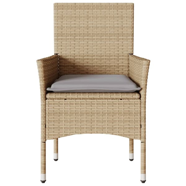 Trädgårdsstolar med dynor 2 st beige konstrotting