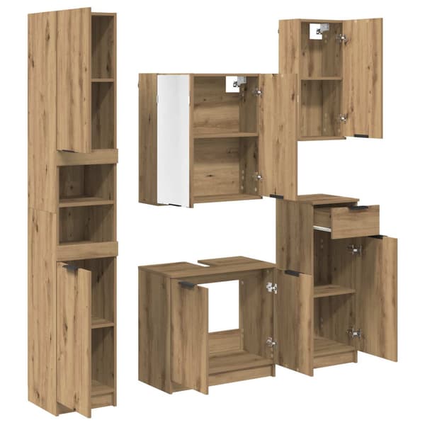 Badrumsmöbelset med låda 5 pcs Artisan Ek Konstruerat trä