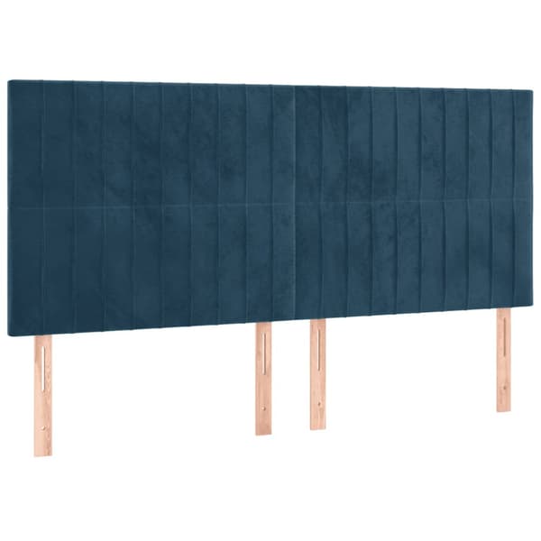 Ramsäng med madrass mörkblå 160x200 cm sammet