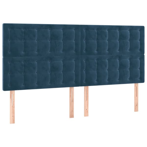 Sänggavel LED mörkblå 180x5x118/128 cm sammet