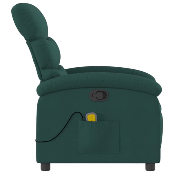 Massagefåtölj mörkgrön tyg