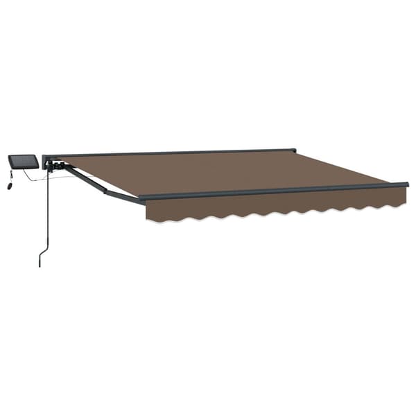 Manuell markisram med LED-lampor Taupe 4,5 × 3 m