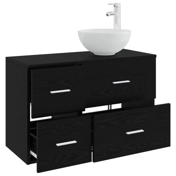 Badrumsmöbelset 2 pcs Svart ek Konstruerat trä
