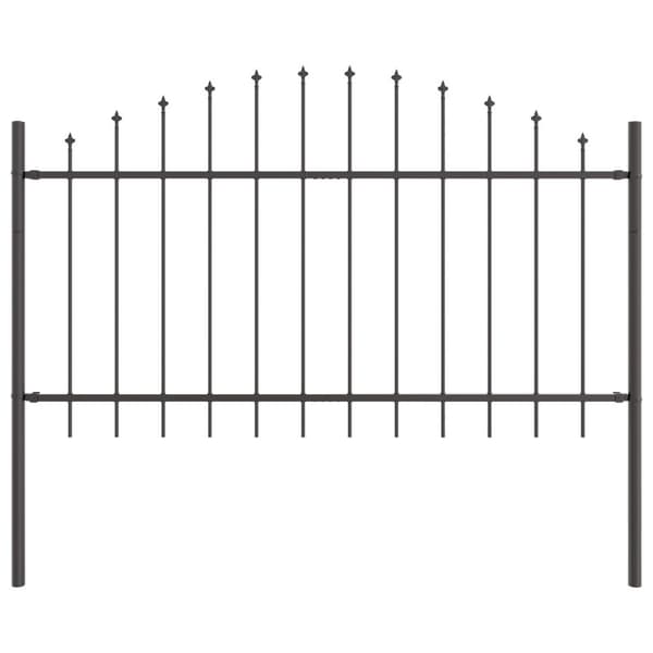 Trädgårdsstängsel 7 pcs Grå 170 x 140 cm Pulverlackerat stål