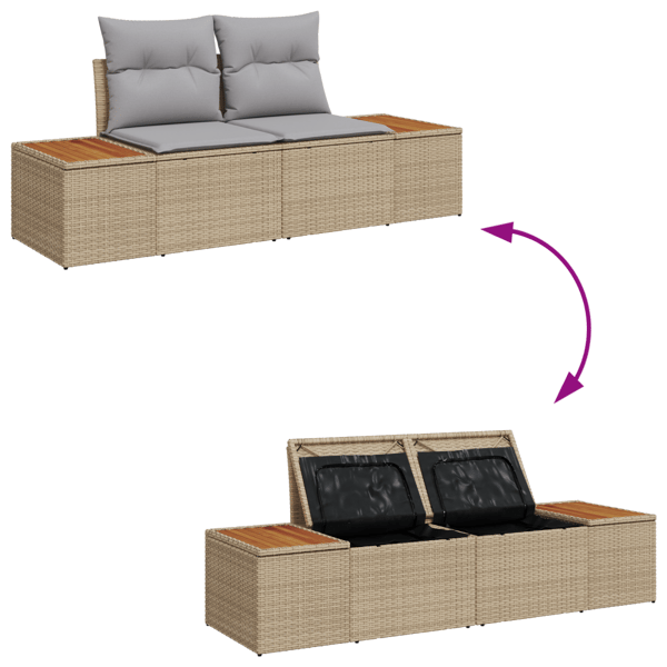 Trädgårdsoffset 9 st Beige konstrotting