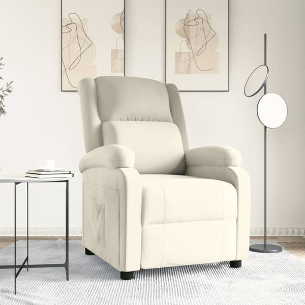 Reclinerfåtölj gräddvit sammet