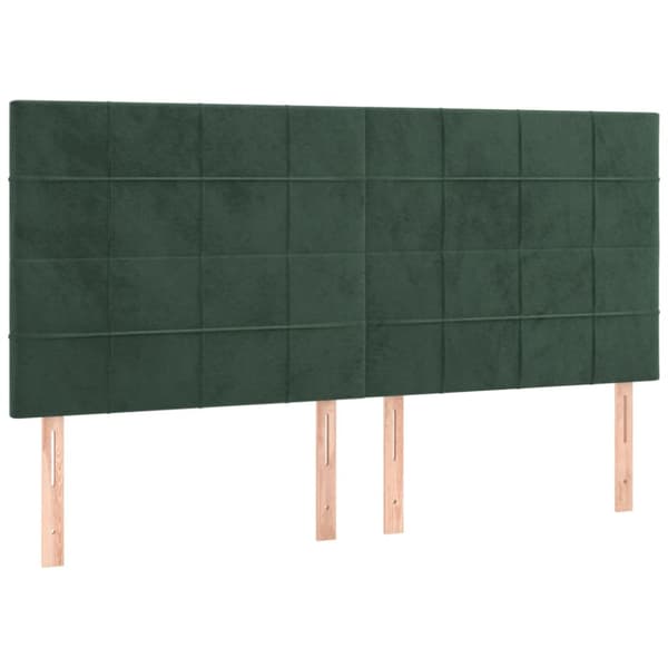 Ramsäng med madrass & LED mörkgrön 200x200 cm sammet