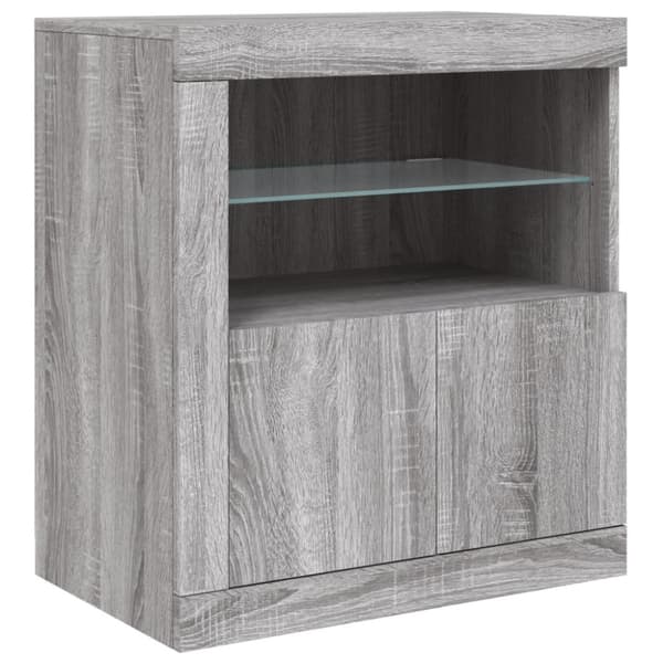 Skänk med LED-belysning grå sonoma 202x37x67 cm
