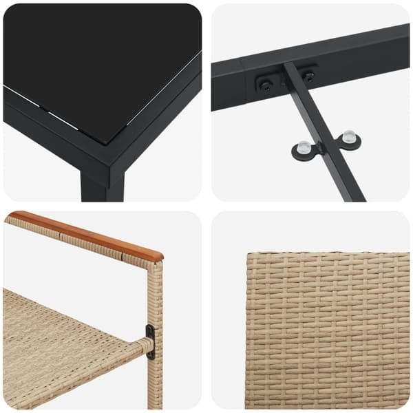 Trädgårdsmöbelset med kudde 5 pcs Beige konstrotting