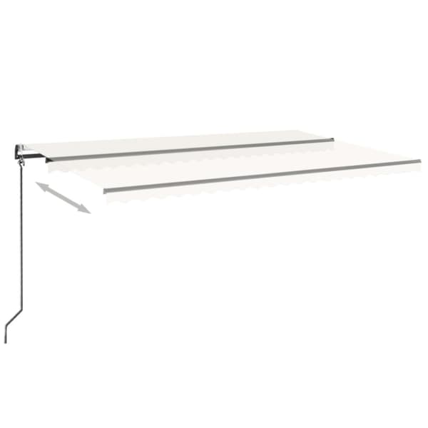 Automatisk markis med vindsensor & LED 500x350 cm gräddvit