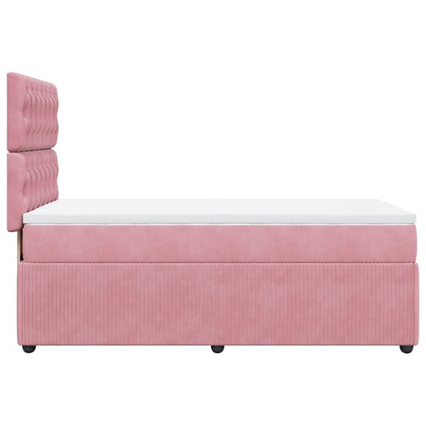 Ramsäng med madrass rosa 90x200 cm sammet