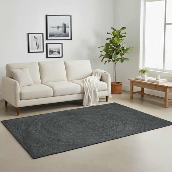 Områdesmattor Rektangulär Mörkgrå 160 x 230 cm Jute