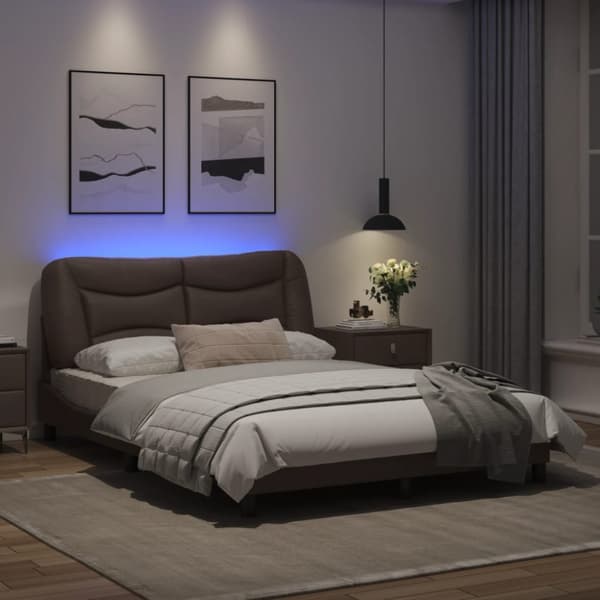 Bed Frame with LED without Mattress "Hvar" Grey 120x200 cm