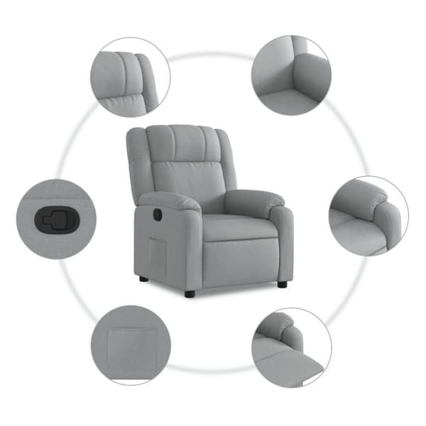 Reclinerfåtölj ljusgrå tyg