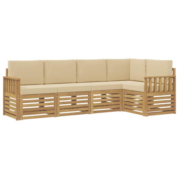Utomhussoffset 5 pcs Vit och Beige 247 x 128,5 x 73 cm