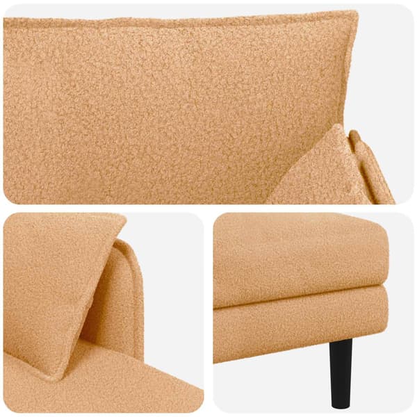 Stor schäslong Beige Bouclé