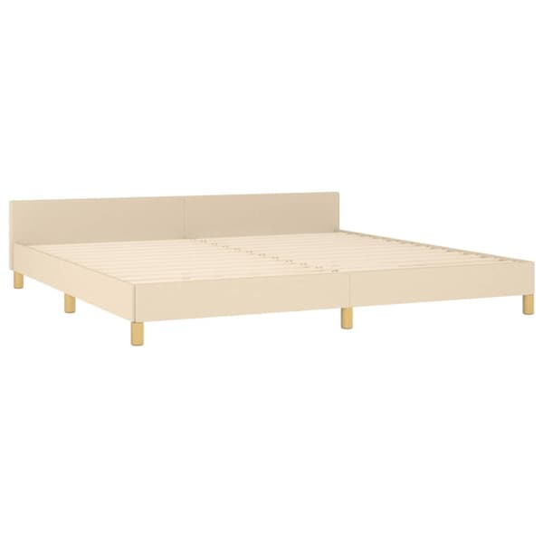 Sängram utan madrass gräddvit 200x200 cm tyg