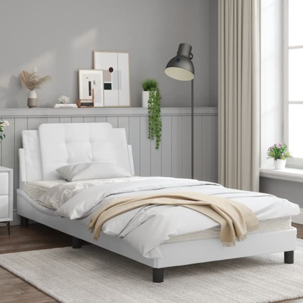 Bed Frame with LED without Mattress "Zadar" White 100x200 cm