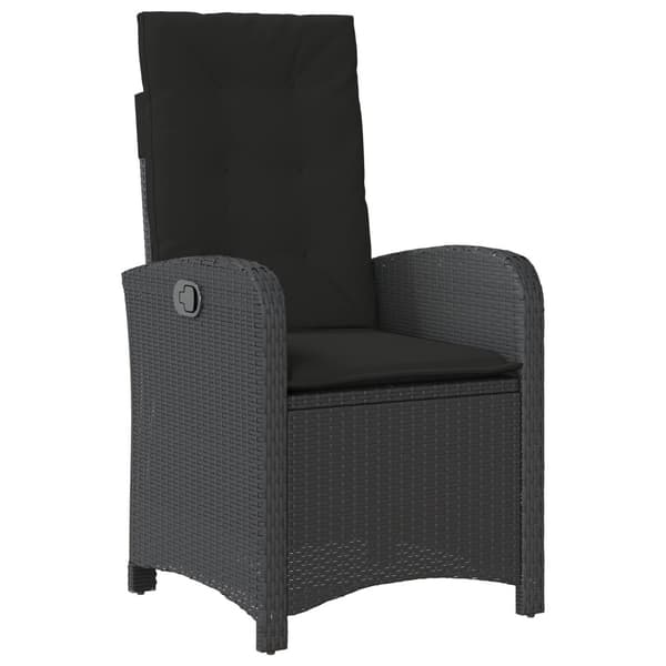Trädgårdsmöbelset med kudde 7 pcs Svart konstrotting