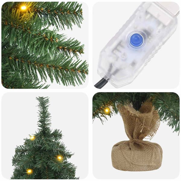 Mini julgran 60 cm 25 LED-lampor Varmvit PVC Grön