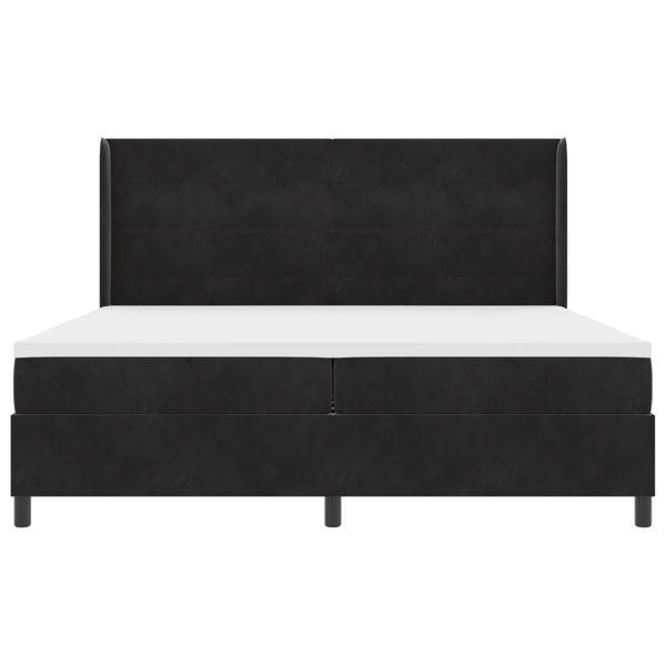 Bäddfjäder med huvudgavel Svart 200 x 200 cm Sammet