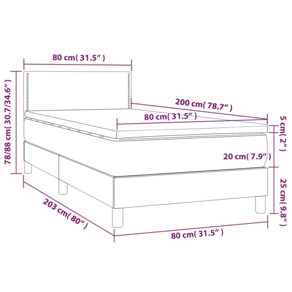 Ramsäng med madrass mörkgrå 80x200 cm tyg