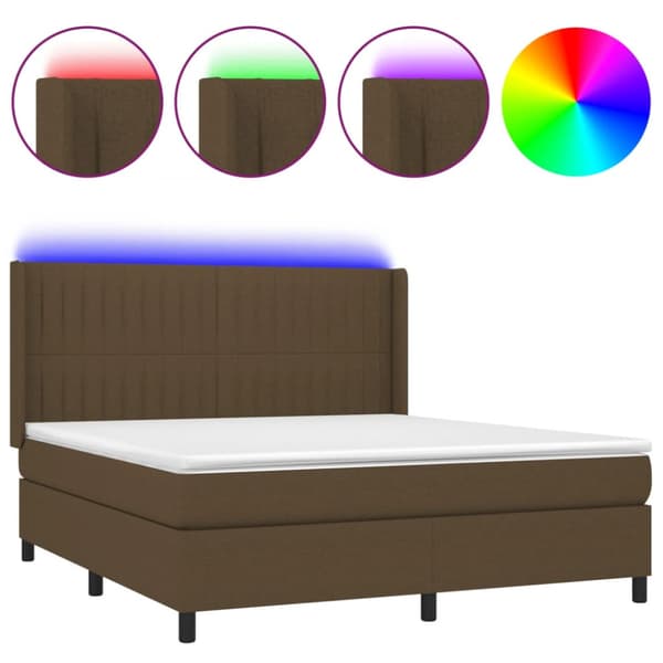 LED Box Säng med huvudgavel tyg