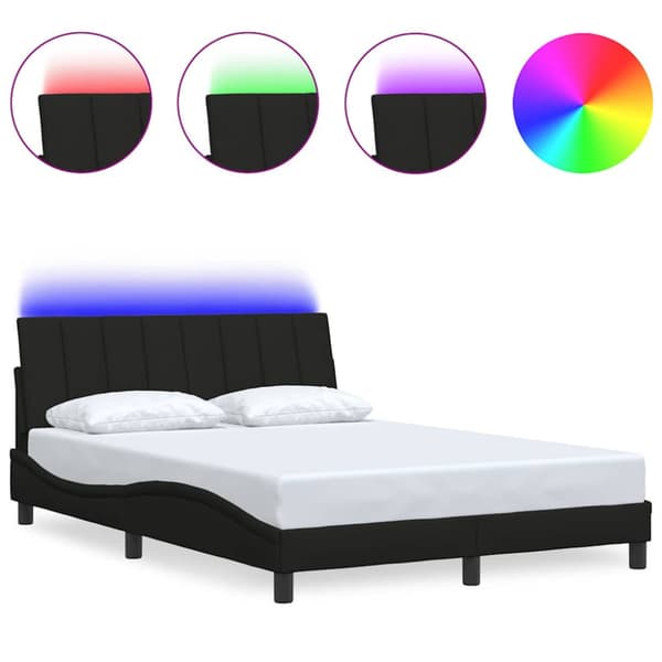 Bed Frame without Mattress "Hanko" Black 140x200cm Fabric