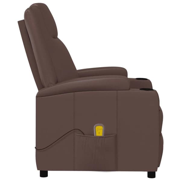 Massagefåtölj brun konstläder