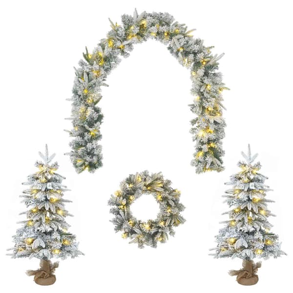 Mini-julgransset 90 cm 175 LED-lampor Varmvit PVC och PE