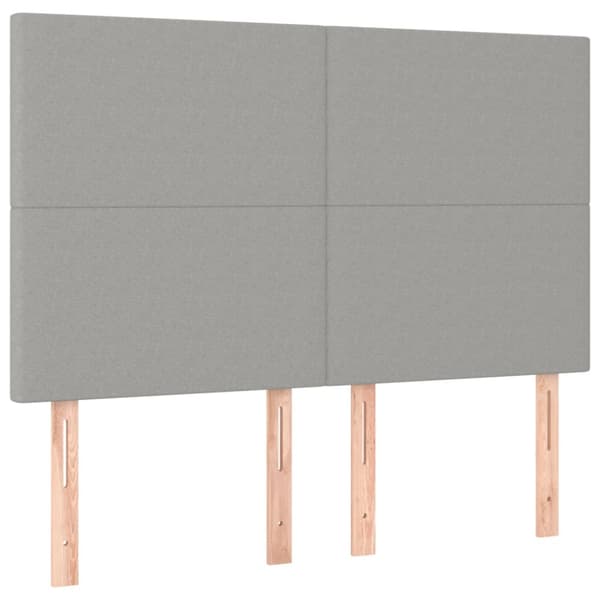 Ramsäng med madrass & LED ljusgrå 140x200 cm tyg