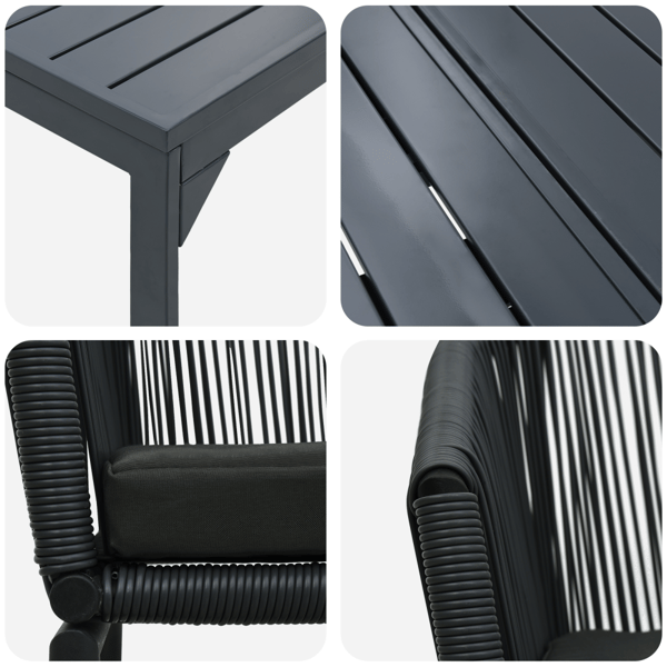 Trädgårdsmöbelset 7 pcs Svart konstrotting