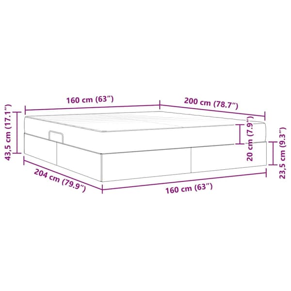 Förvaringssäng med madrass Ljusgrå 160 x 200 cm Polyester