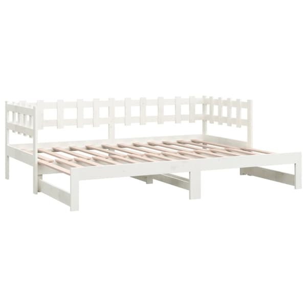 Utdragbar dagbädd vit 2x(90x200) cm massiv furu
