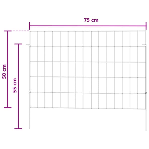 Trädgårdsstängsel med pålar 48 pcs 75 x 50 cm Mesh Silver