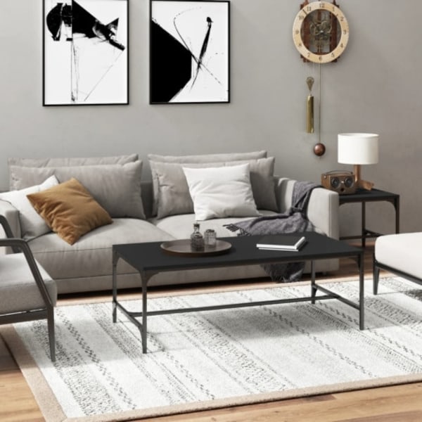 Soffbord svart 100x50x35 cm konstruerat trä