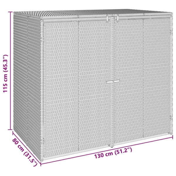Avfallshink Box 2 pcs Grå 130 x 80 x 115 cm polyeten