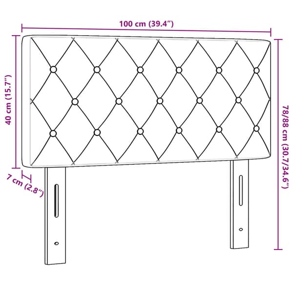 Huvudgavel Ljusgrå 100 cm Sammet