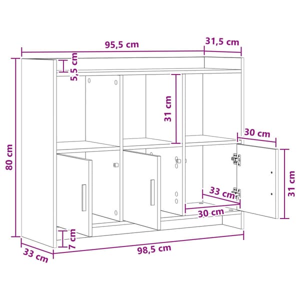 Sideboard Vit 98,5 x 33 x 80 cm Konstruerat trä