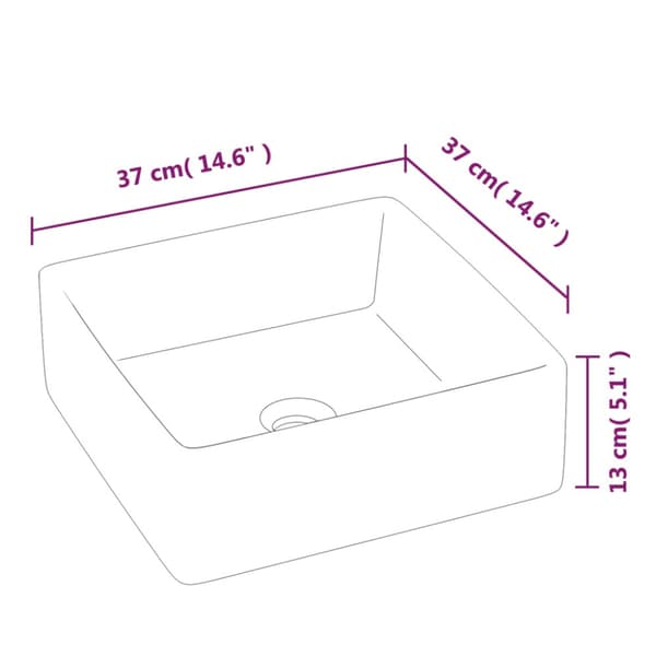 Handfat vit 37x37x13 cm keramik kvadratiskt
