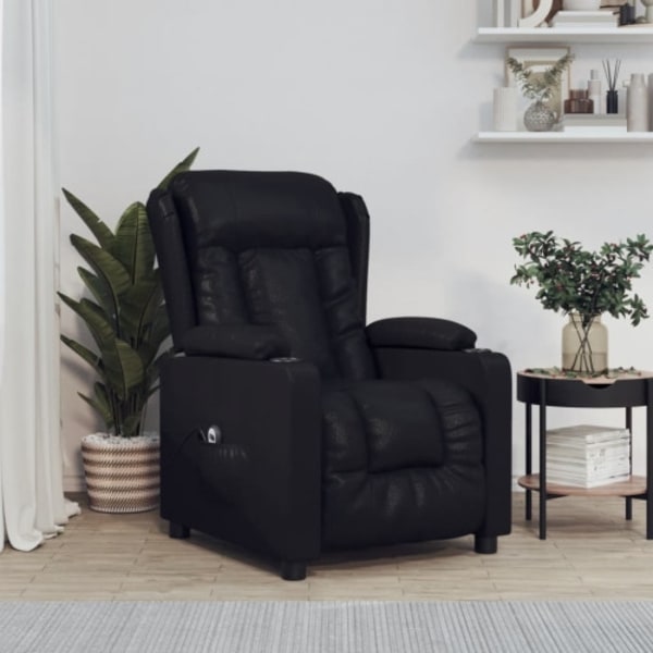 Elektrisk reclinerfåtölj svart konstläder