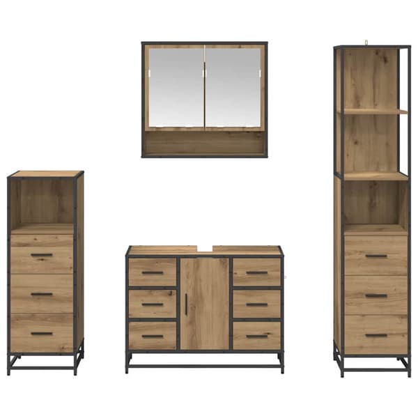 Badrumsmöbelset med låda 4 pcs Artisan Ek Konstruerat trä