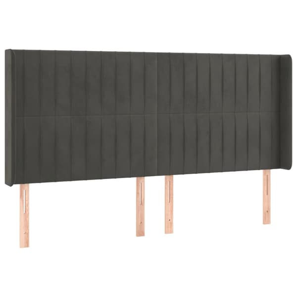 Ramsäng med madrass & LED mörkgrå 160x200 cm sammet